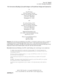 The International Building Code and Its Impact on Wood-Frame Design and Construction