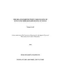 The Relationship Between Targum Song of Songs and Midrash Rabbah Song of Songs