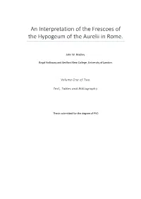An Interpretation of the Frescoes of the Hypogeum of the Aurelii in Rome