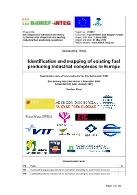 Identification and Mapping of Existing Fuel Producing Industrial Complexes in Europe