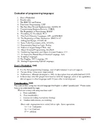 Unit-1 Evaluation of Programming Languages