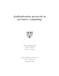 Authentication Protocols in Pervasive Computing