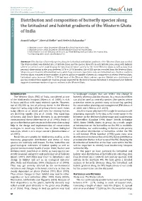 Chec List Distribution and Composition of Butterfly Species Along The