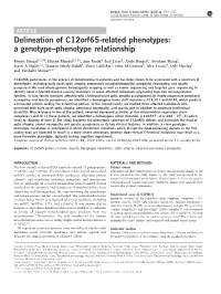 Delineation of C12orf65-Related Phenotypes: a Genotype&Ndash