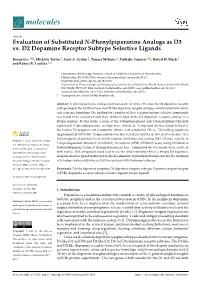 Evaluation of Substituted N-Phenylpiperazine Analogs As D3 Vs