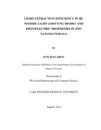 Light Extraction Efficiency in Iii- Nitride Light-Emitting Diodes and Piezoelectric Properties in Zno Nanomaterials