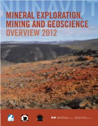 MINERAL EXPLORATION, MINING and GEOSCIENCE OVERVIEW 2012 Table of Contents