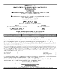 PACCAR Inc (Exact Name of Registrant As Specified in Its Charter)