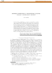 Reverse Mathematics & Nonstandard Analysis