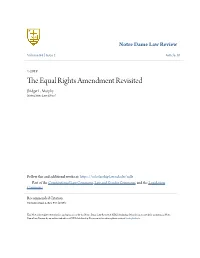 The Equal Rights Amendment Revisited
