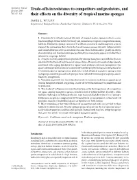 Trade-Offs in Resistance to Competitors and Predators, and Their Effects On