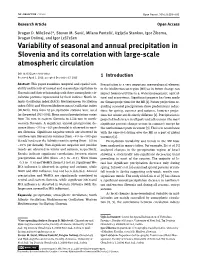 Variability of Seasonal and Annual Precipitation in Slovenia and Its Correlation with Large-Scale Atmospheric Circulation