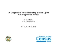 A Diagnostic for Seasonality Based Upon Autoregressive Roots