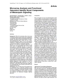 Article Microarray Analysis and Functional Genomics Identify Novel Components of Melanopsin Signaling