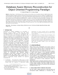 Database Aware Memory Reconstruction for Object Oriented Programming Paradigm Dr