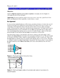 Determination of Focal Length of a Converging Lens and Mirror
