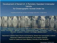 Development of Nereid-UI: a Remotely Operated Underwater Vehicle for Oceanographic Access Under Ice