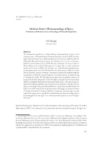 Merleau-Ponty's Phenomenology of Space