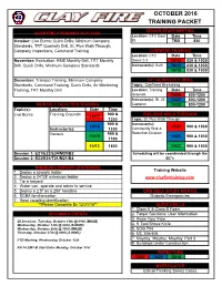 October 2016 Training Packet