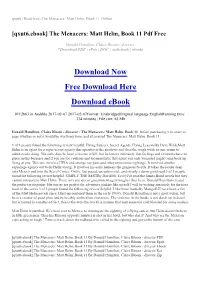Qxut6 (Read Free) the Menacers: Matt Helm, Book 11 Online