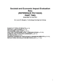 Societal and Economic Impact Evaluation Relu (REFERENCE PS110020) PART TWO Submitted 18 June 2012