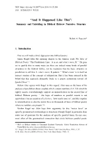 “And It Happened Like This”: Summary and Unfolding in Biblical Hebrew Narrative Structure