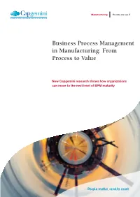 Business Process Management in Manufacturing: from Process to Value