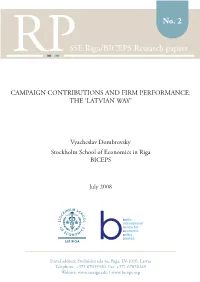 Campaign Contributions and Firm Performance: the ‘Latvian Way’
