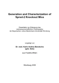 Generation and Characterization of Spred-2 Knockout Mice