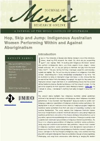 Hop, Skip and Jump: Indigenous Australian Women Performing Within and Against Aboriginalism