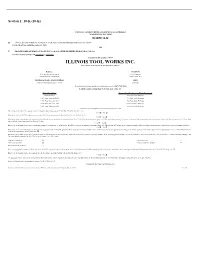 ILLINOIS TOOL WORKS INC. (Exact Name of Registrant As Specified in Its Charter)