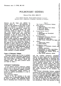 Pulmonary Cedema Ronald Finn, M.D., M.R.C.P