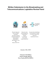 Written Submission to the Broadcasting and Telecommunications Legislative Review Panel