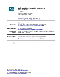 Meta-Analysis Understanding Systematic Reviews