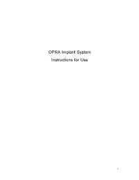 OPRA Implant System Instructions for Use