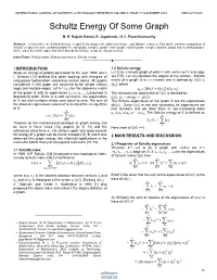 Schultz Energy of Some Graph