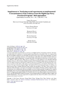 Supplement to "Analyzing Social Experiments As Implemented: A
