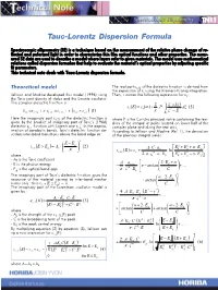 Tauc-Lorentz Dispersion Formula