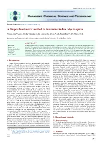A Simple Fluorimetric Method to Determine Sudan I Dye in Spices