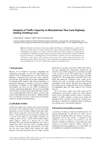 Analysis of Traffic Capacity on Mountainous Two Lane Highway Adding Climbing Lane