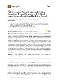 Fifth-Generation District Heating and Cooling Substations: Demand Response with Artiﬁcial Neural Network-Based Model Predictive Control