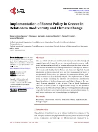 Implementation of Forest Policy in Greece in Relation to Biodiversity and Climate Change