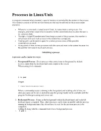 Processes in Linux/Unix