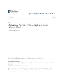 Rethinking Advaita: Who Is Eligible to Read Advaita Texts? Anantanand Rambachan