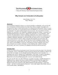Why Schools Are Vulnerable to Earthquakes Abstract Introduction