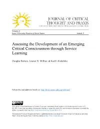 Assessing the Development of an Emerging Critical Consciousness Through Service Learning