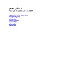 Grunt Gallery Annual Report 2013-2014