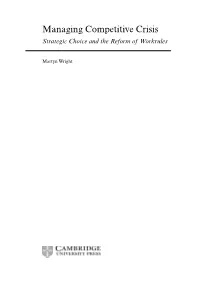 Managing Competitive Crisis Strategic Choice and the Reform of Workrules