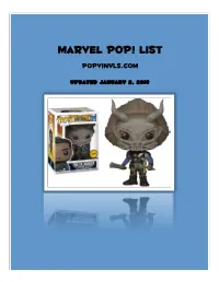 Marvel Pop! List Popvinyls.Com
