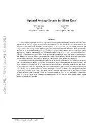 Optimal Sorting Circuits for Short Keys*